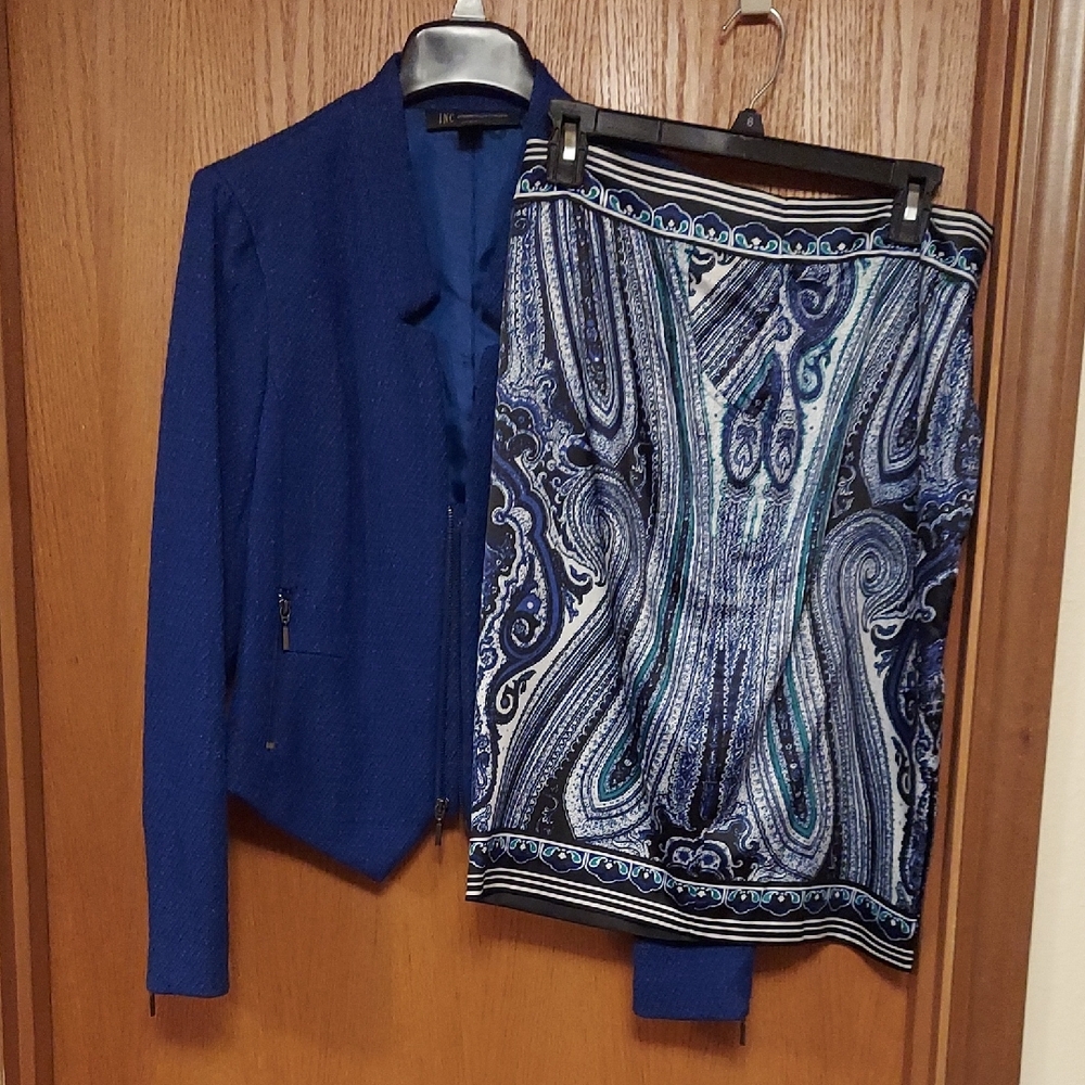 INC International Concepts Royal Blue Blazer & Skirt Set
